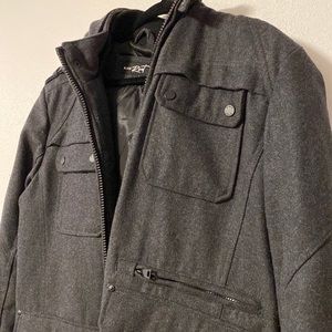 Grey Black Rivet Mens Winter Coat
